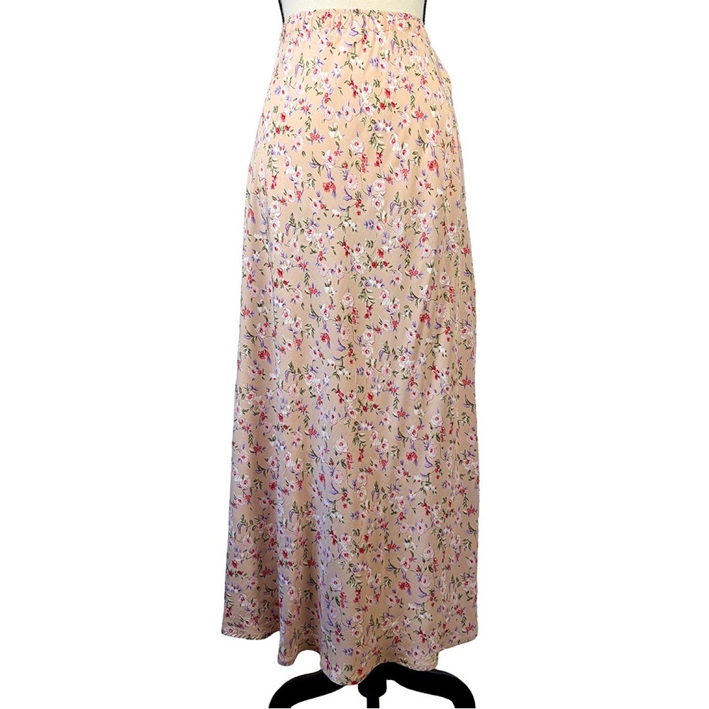Vintage 90s Floral Maxi Skirt | Cottagecore Prairie Rayon